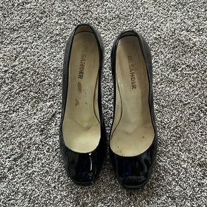 Black patent leather heels